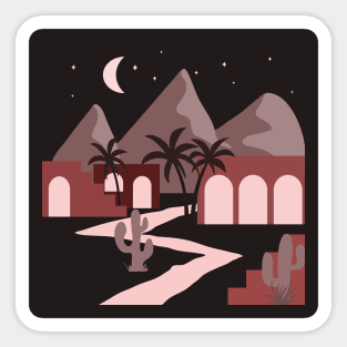 Red Houses Village In The Desert Sticker